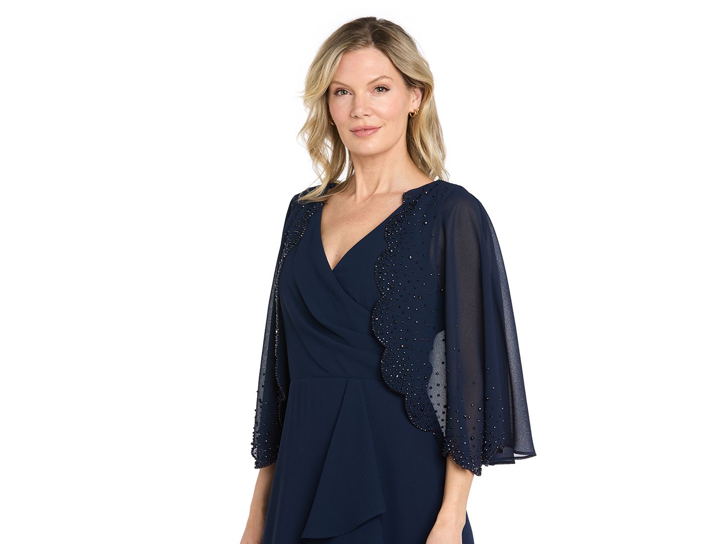 Женские платья R & M Richards Petite V-Neck 3/4-Sleeve Dress and Jacket, 2-Piece Set, цвет: Тёмно-синий — фото 2