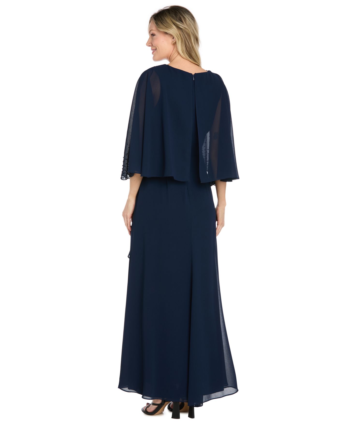 Женские платья R & M Richards Petite V-Neck 3/4-Sleeve Dress and Jacket, 2-Piece Set, цвет: Тёмно-синий — фото 3