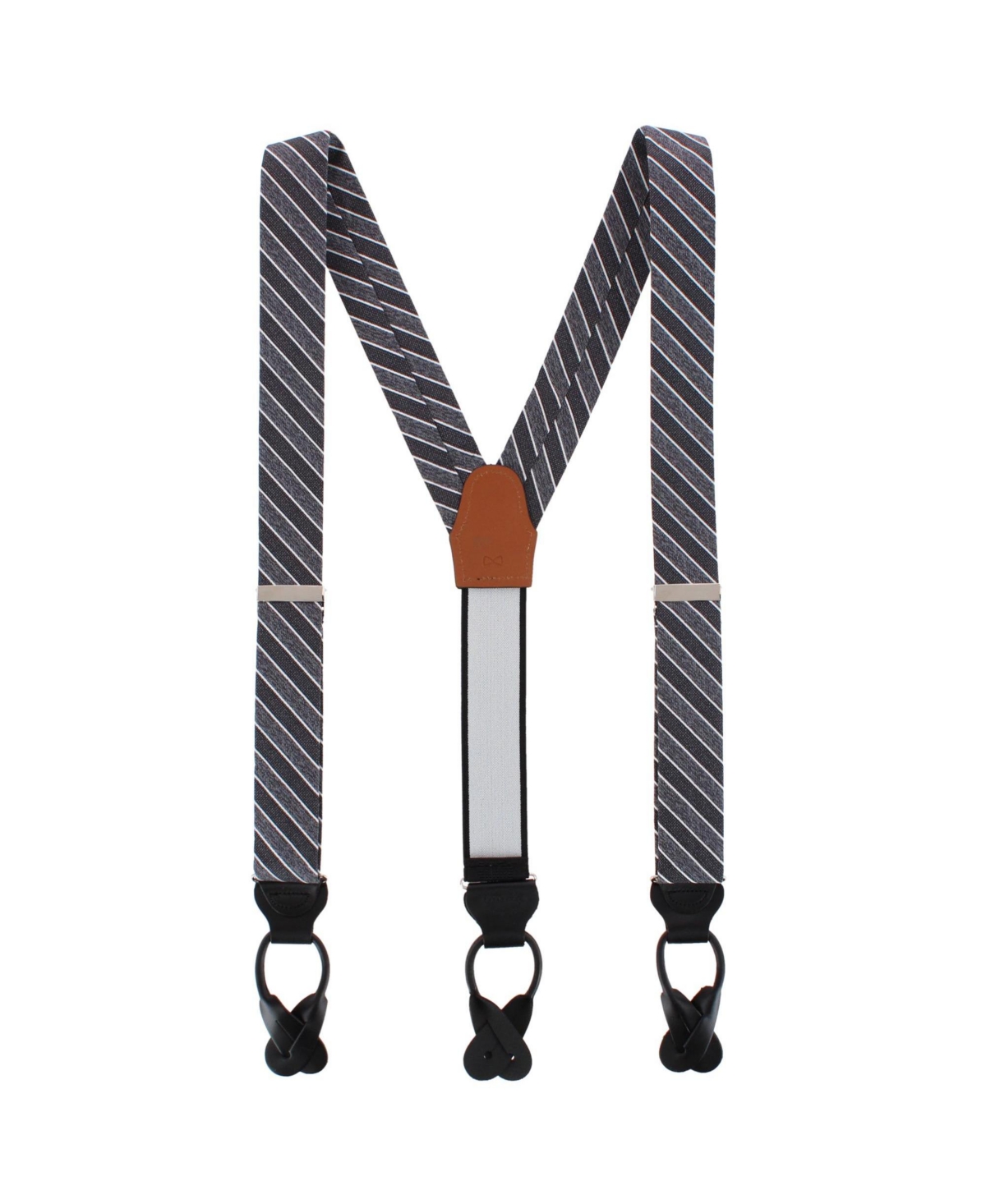 Trafalgar Men's Dacari Diagonal Blocked Wool Blend Button End Suspenders - Black