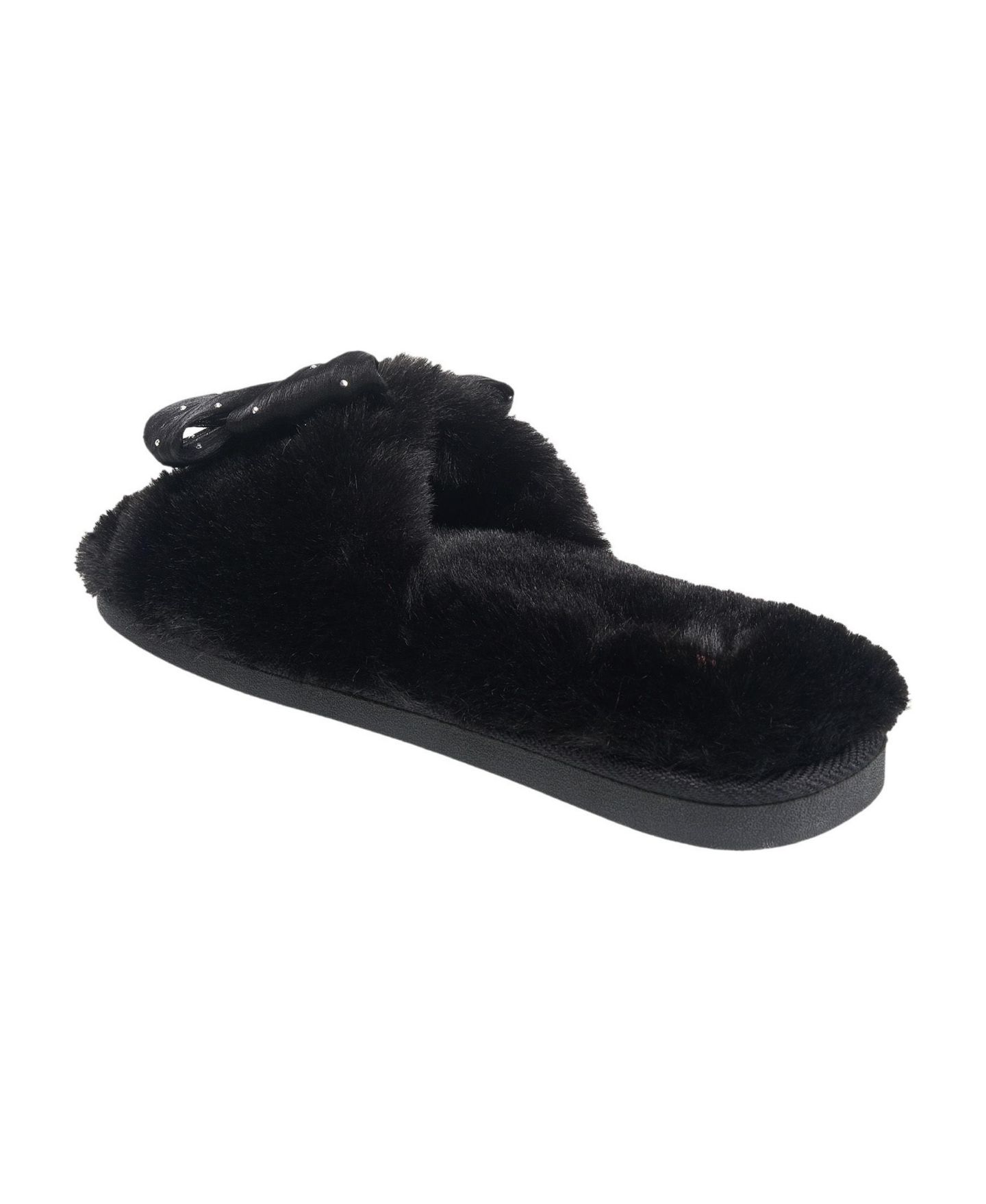 Женские тапочки Thalia Sodi Blingbo Faux Fur Bling Bow Slipper, цвет: Чёрный — фото 3