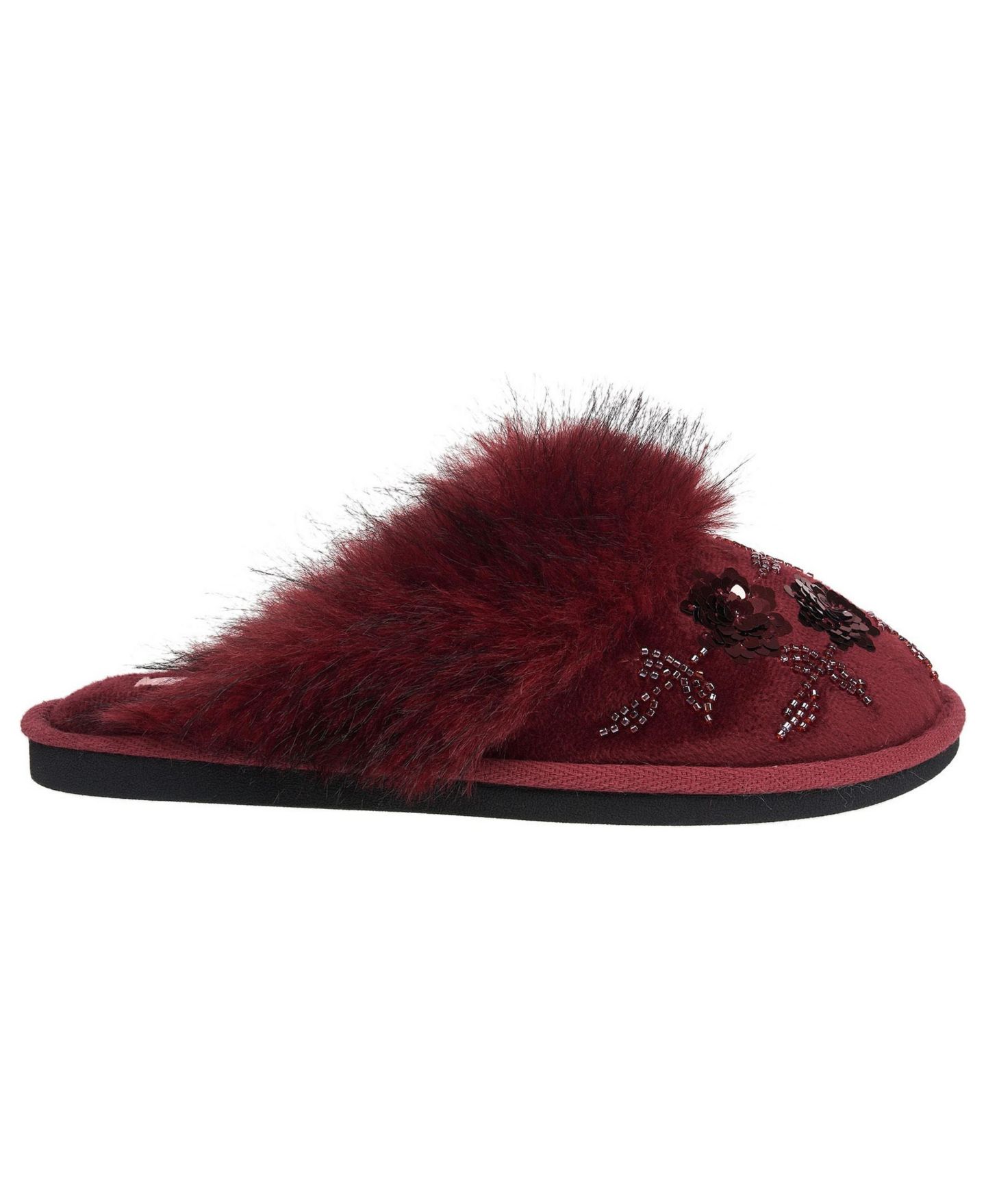 Женские тапочки Thalia Sodi Ritz Sequined Faux Fur Slippers, цвет: Мерло — фото 2