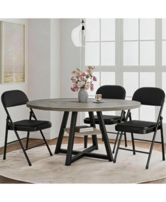 3-Piece Round Dining Table Set with 47.24-Inch Table and 2 Folding Chairs, Space-Saving Dinette Set for Apartments and Living Rooms