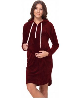 Maternity Velour Nursing Half-Zip Hoodie Dress