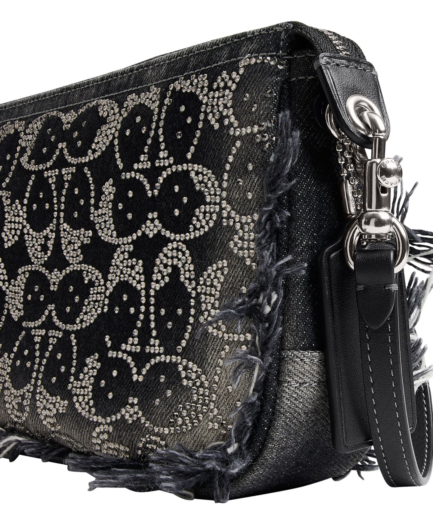 Женская сумка COACH Loved Denim Crystal Small Shoulder Handbag, цвет: Серебряный / Чёрный — фото 4