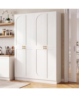 80" Tall Kitchen Pantry Cabinet Set of 2 with Adjustable Shelves and 4-Doors