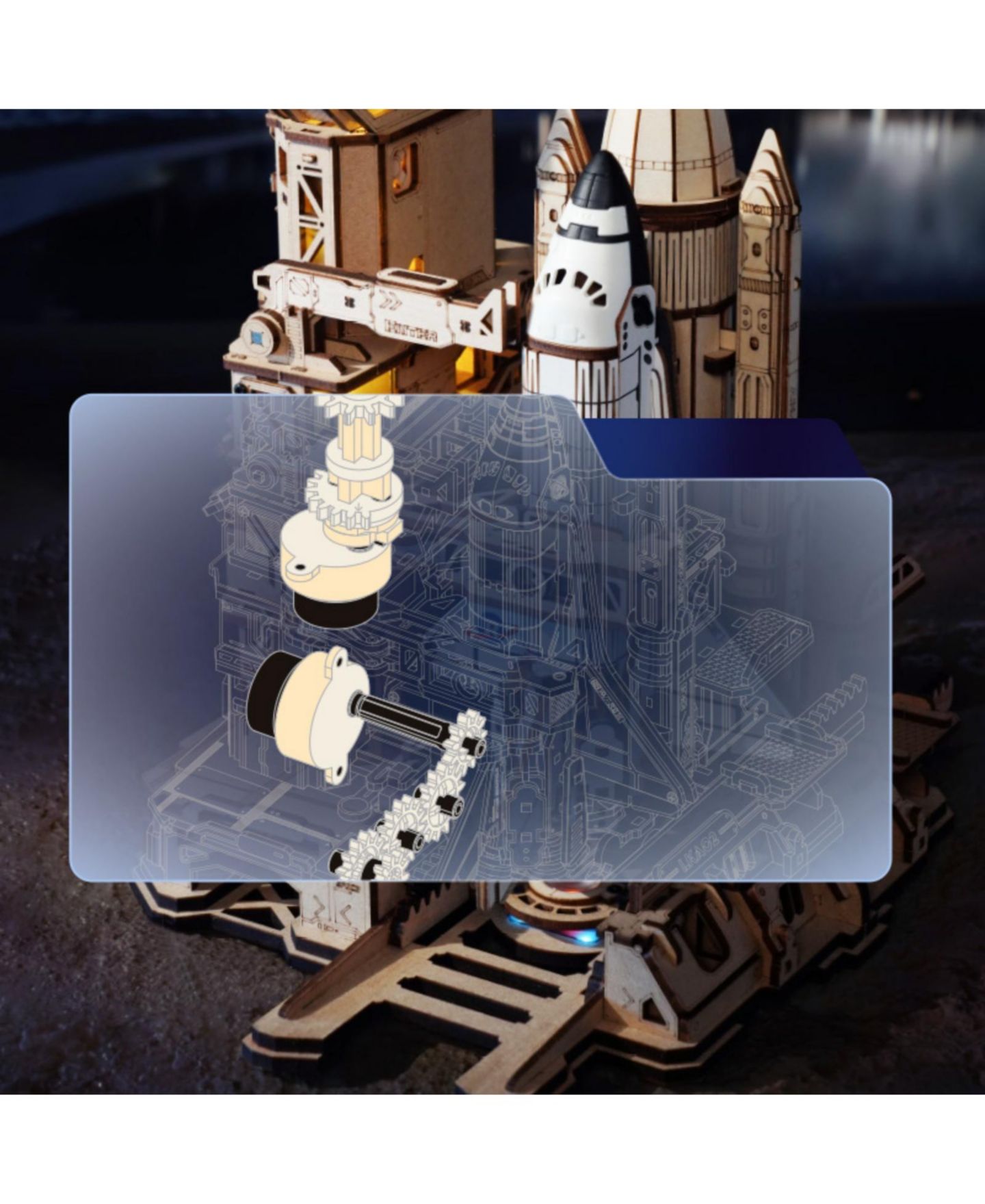 Детские конструкторы Robotime Starship 3D Wooden Puzzle with LED Lights, Ages 14+ — фото 5