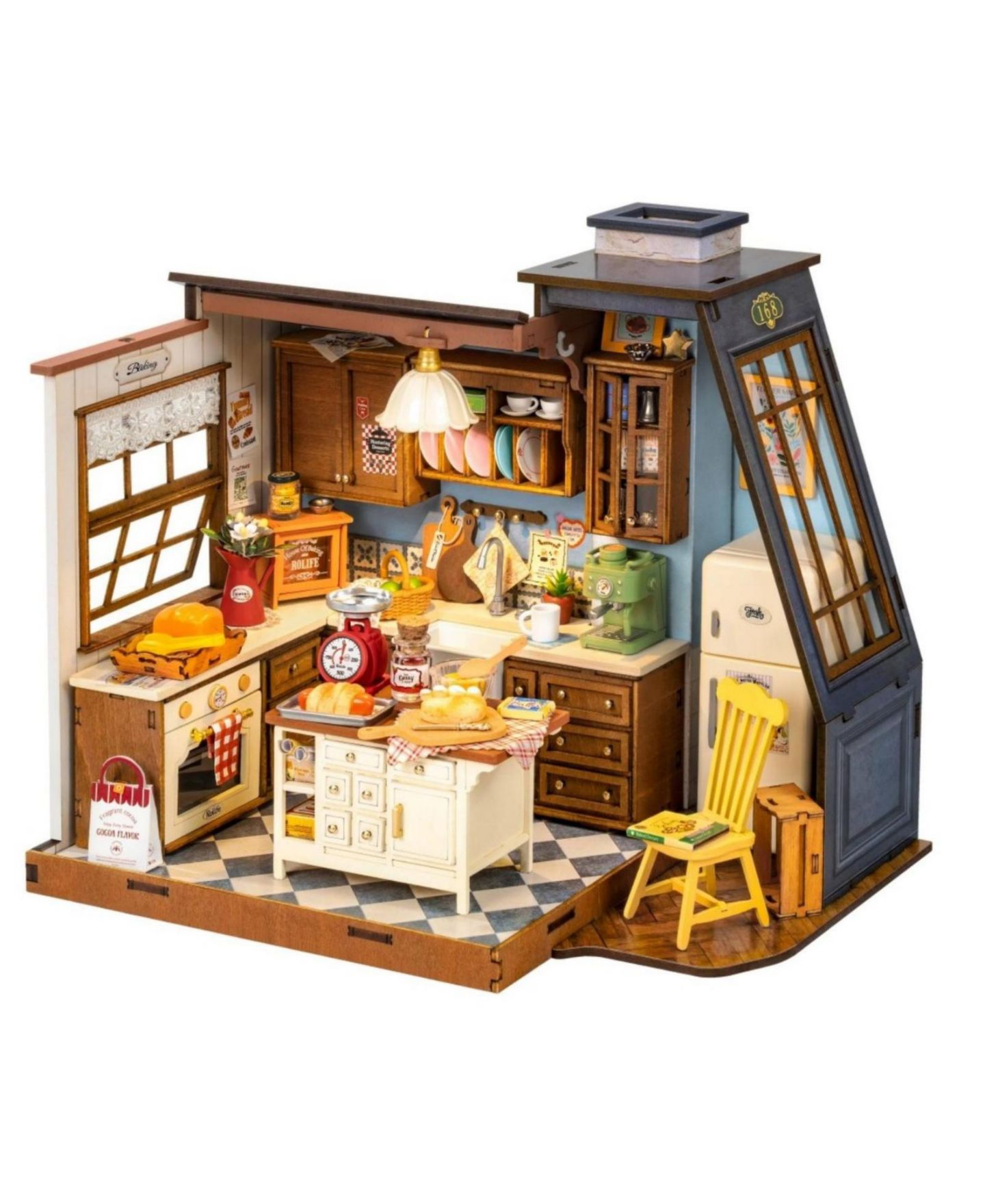 Детские аксессуары для кукол Robotime Baking Kitchen Wooden 3D Puzzle Dollhouse Kit, Ages 14+ — фото 1