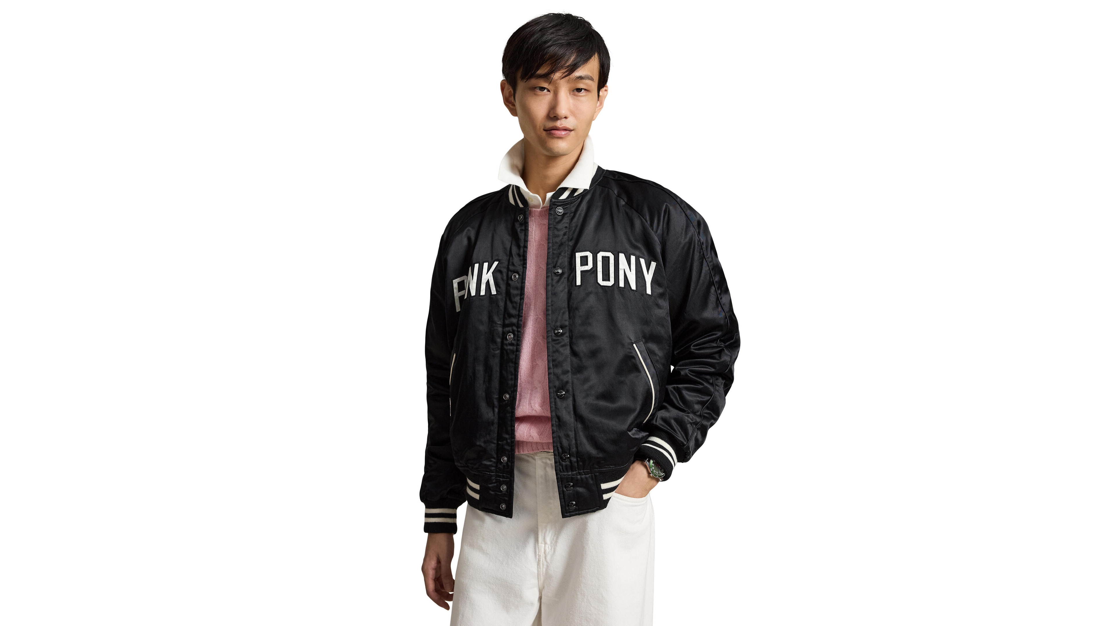 Polo Ralph Lauren Unisex Pink Pony Satin Baseball Jacket
