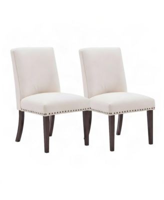 Upholstered Wood Farmhouse Dining Chairs with Barrel Back, set of 2