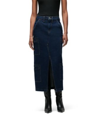Women's Denim Cargo High-Waisted Skirt