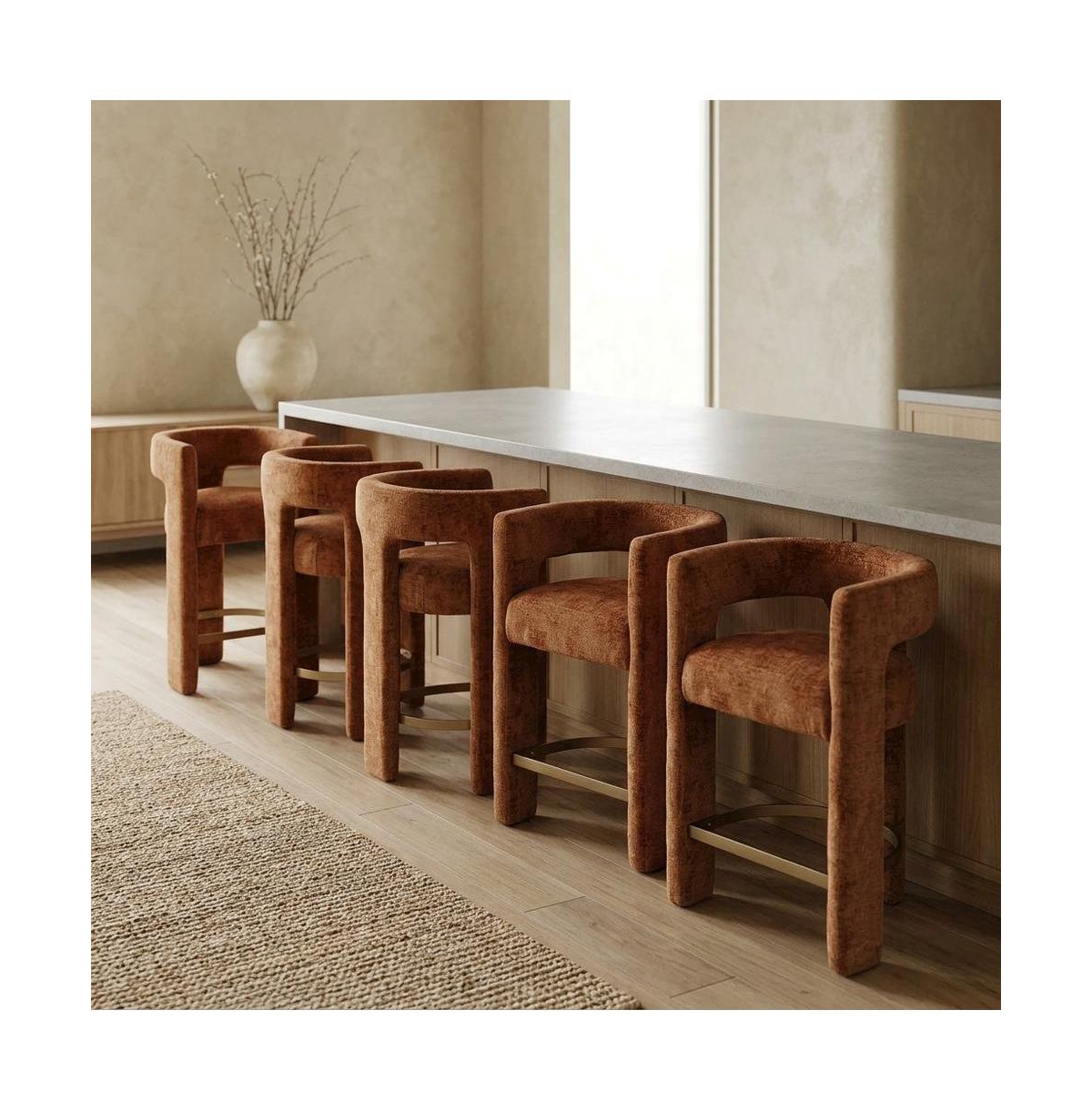 Starlight Canyon Home Modern Upholstered Counter Stool, Iron Frame, Rust, Set of 6 - Rust