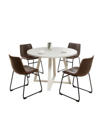Varna 5-Pc Round Dining Set, Trestle Dining Table with 4 Chairs