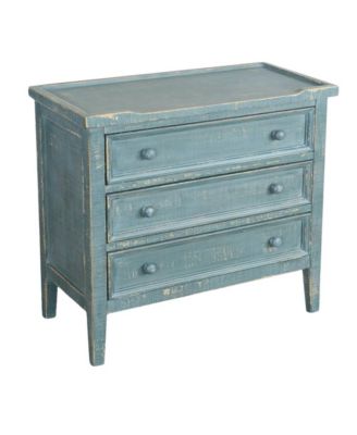 Green Solid Wood Farmhouse End Table with Storage, 3-Drawer Nightstand