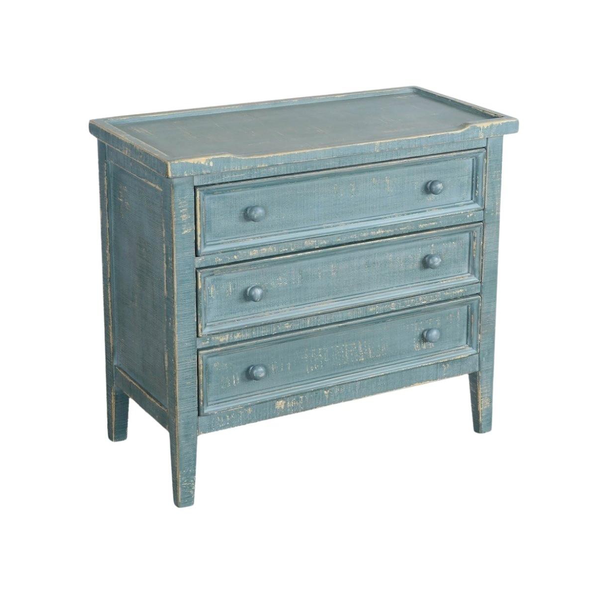 Starlight Canyon Home Green Solid Wood Farmhouse End Table with Storage, 3-Drawer Nightstand