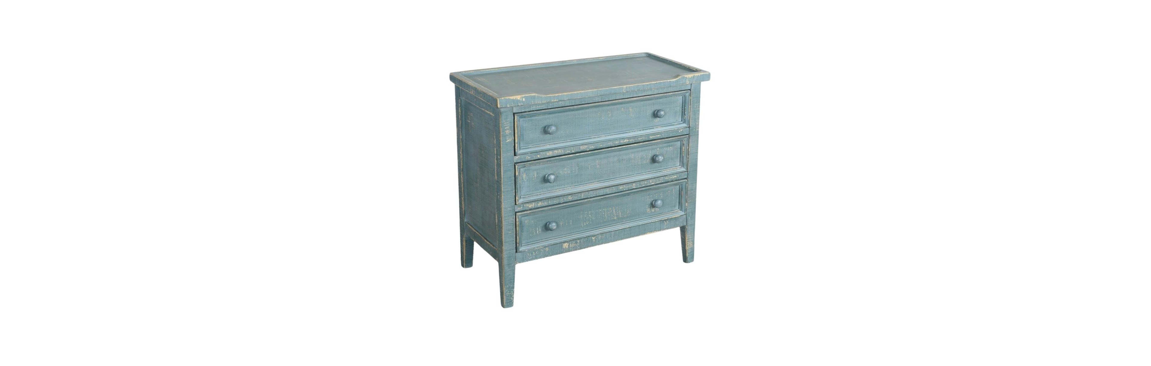 Starlight Canyon Home Green Solid Wood Farmhouse End Table with Storage, 3-Drawer Nightstand