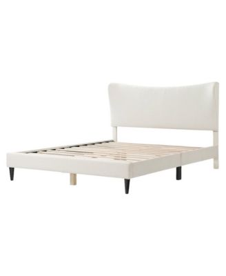 Boucle Upholstered Queen Bed Frame with Headboard - Modern Style