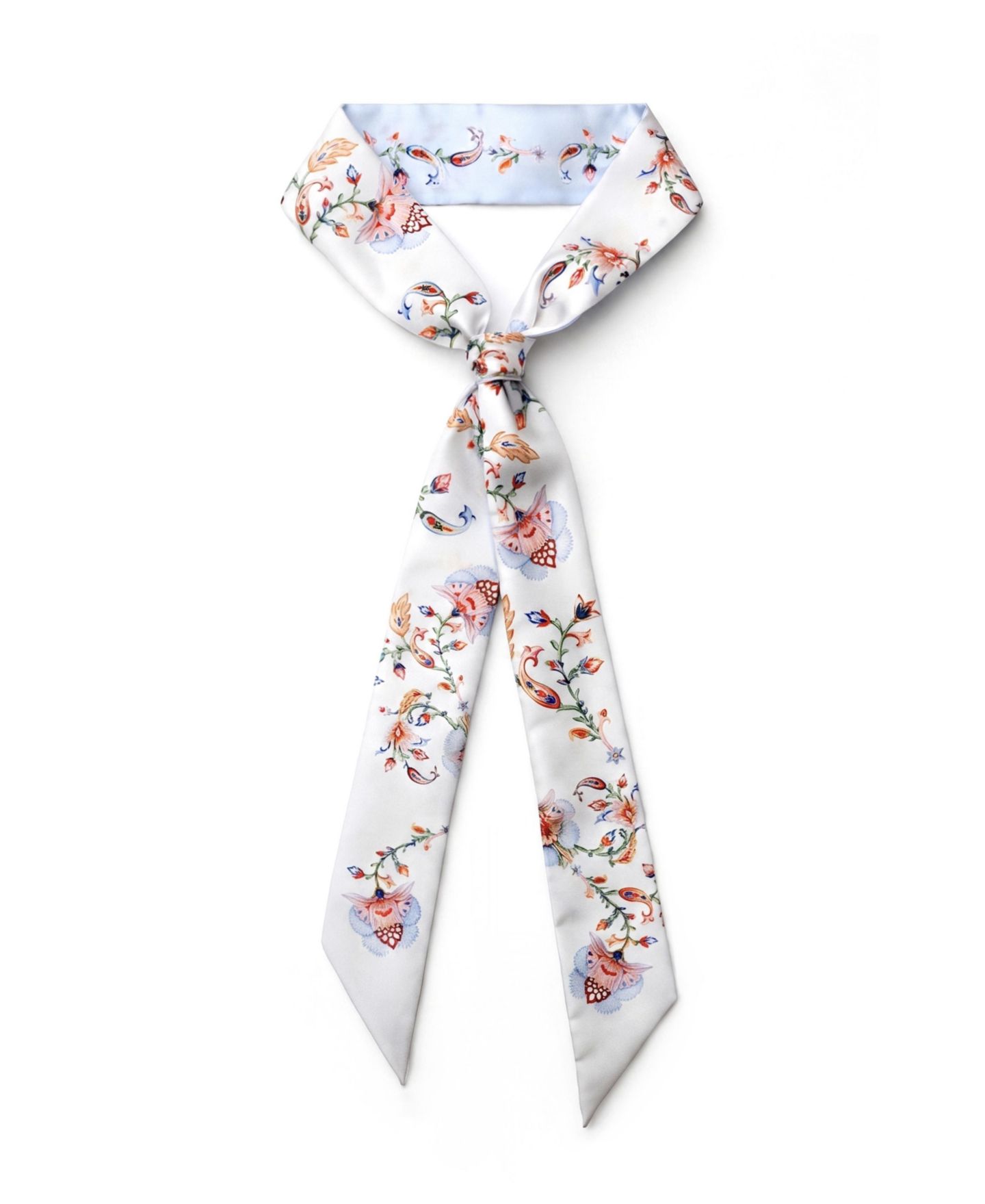 Женский шарф Jessie Zhao New York One Size Silk Skinny Floral-Print Dawn Garden, цвет: Белый — фото 1