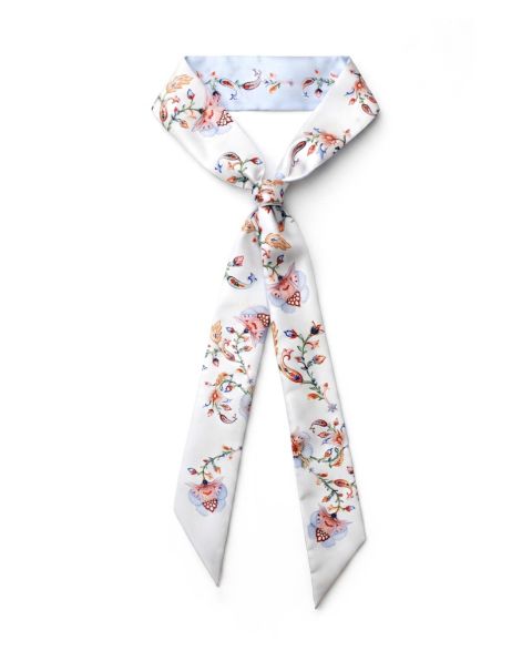 Женский шарф Jessie Zhao New York One Size Silk Skinny Floral-Print Dawn Garden, цвет: Белый