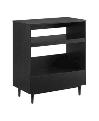 Wooden Record Player Stand with Vinyl Storage and Cable Management