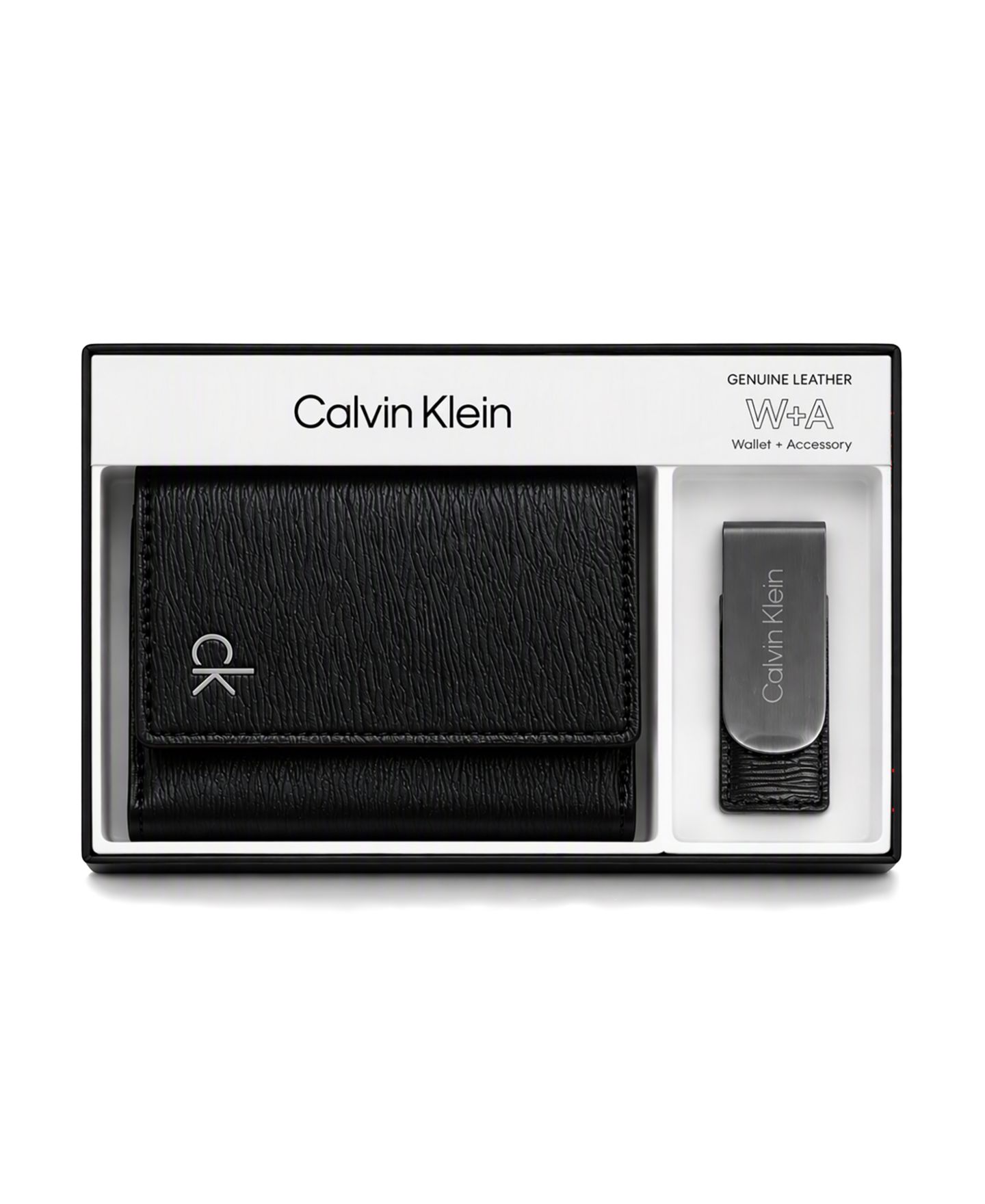 Мужской кожаный кошелёк Calvin Klein тройного сложения, зажим для денег, RFID, 2 предмета — фото 7