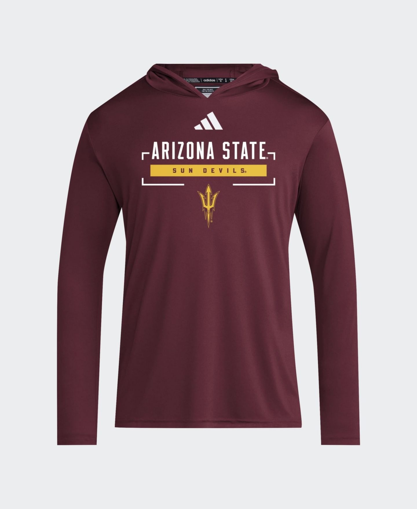 Мужская футболка adidas Maroon Arizona State Sun Devils D4T Long Sleeve Hooded — фото 1