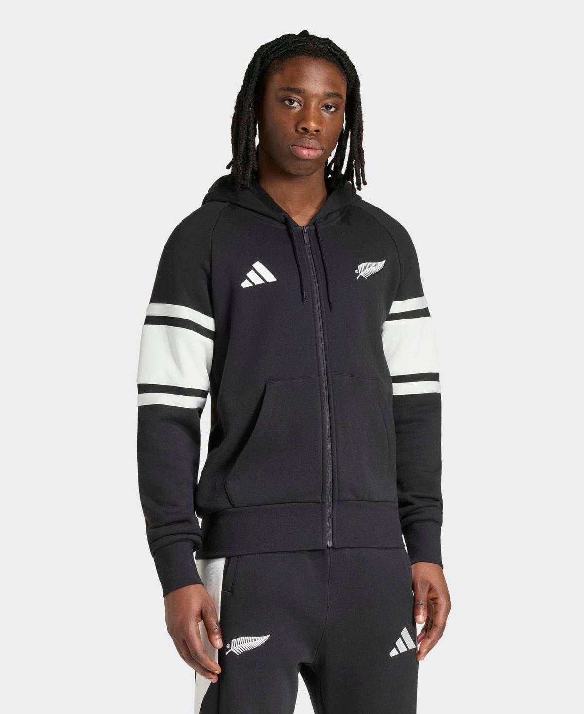 Adidas Men's Black All Blacks Leisurewear Full-Zip Hoodie - Black