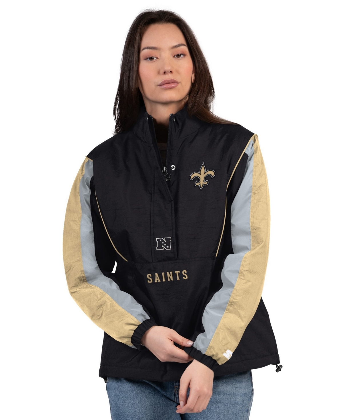 Starter Women's Black/Gold New Orleans Saints Thursday Night Gridiron Half-Zip Jacket