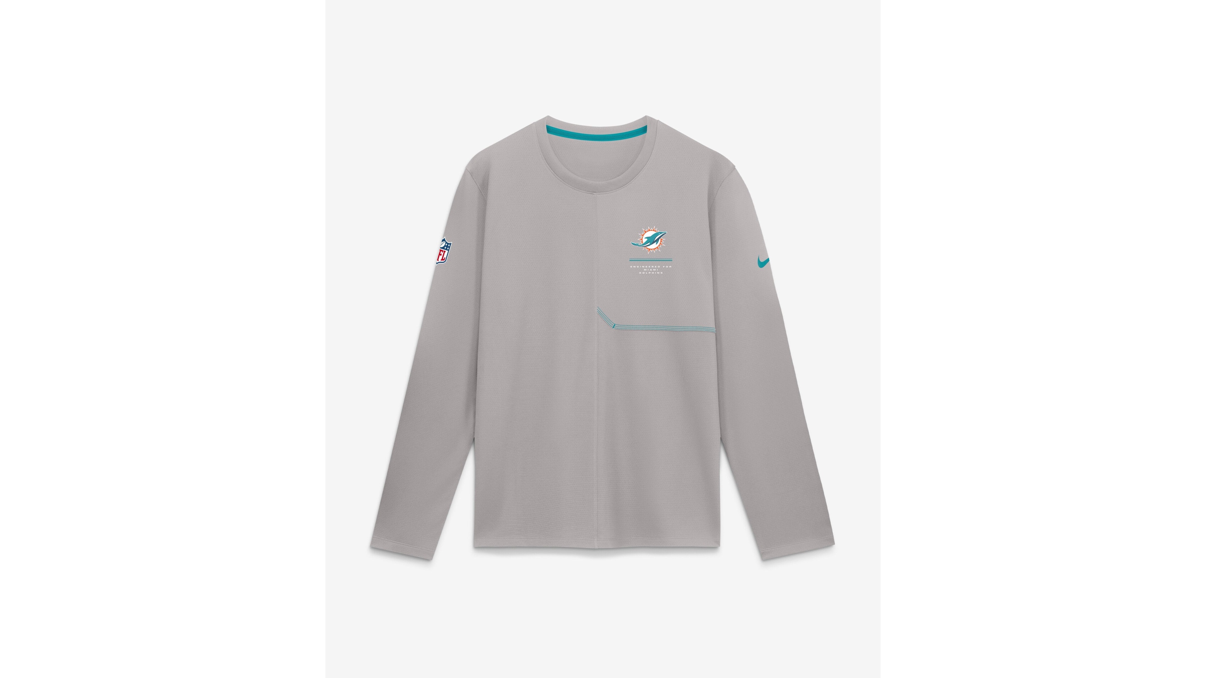 Nike Men's Gray Miami Dolphins Sideline Coaches Uv Dri-fit Long Sleeve T-Shirt
