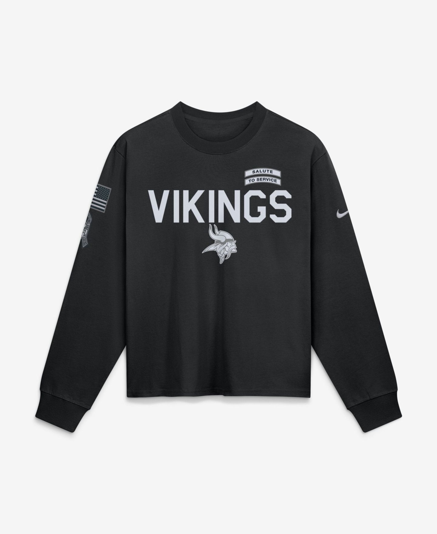 Женская футболка Nike Black Minnesota Vikings 2026 Salute to Service Sideline Long Sleeve — фото 1