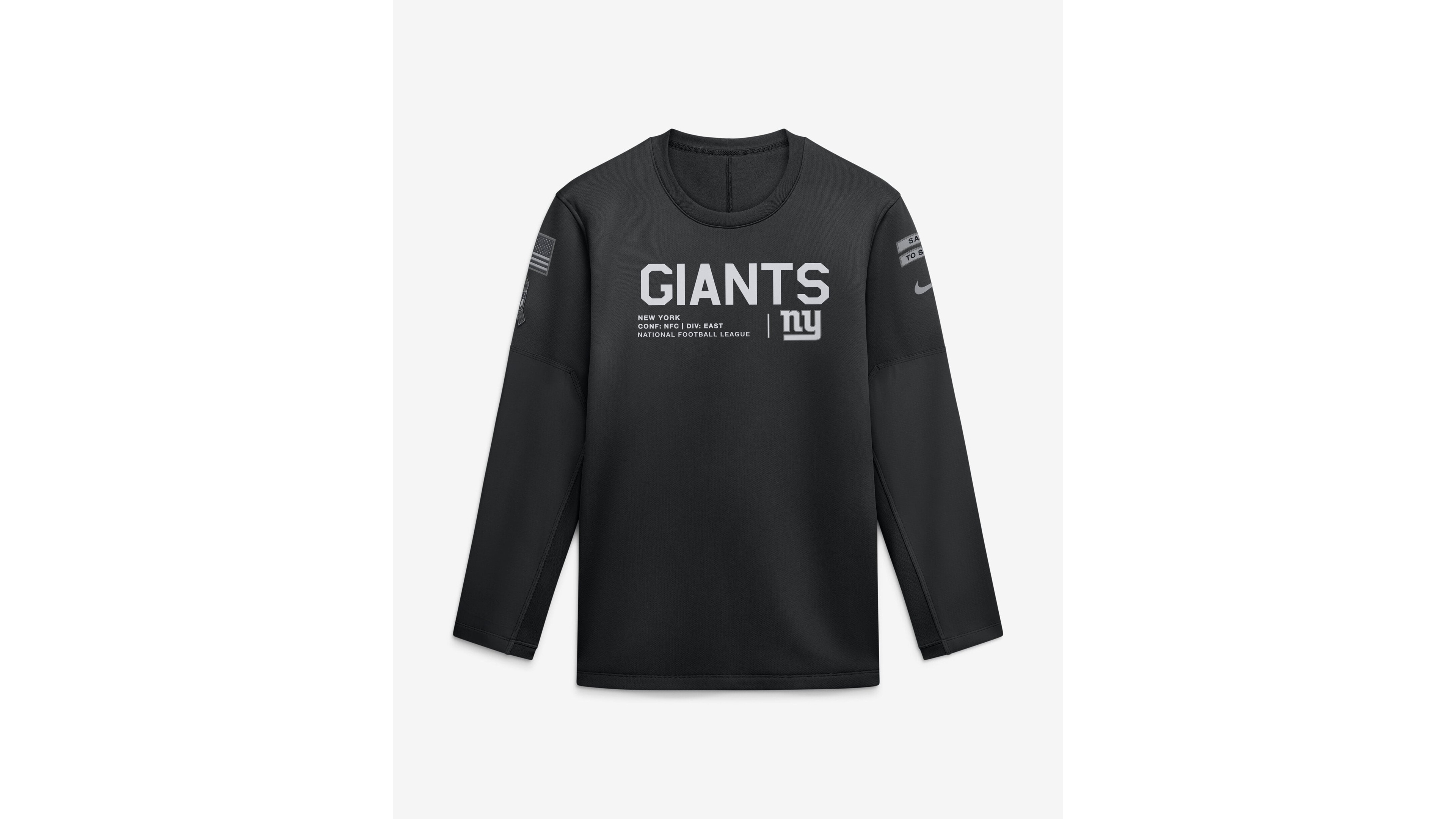 Nike Men's Black New York Giants 2026 Salute to Service Sideline Coaches Crewneck Therma-fit Sweatshirt