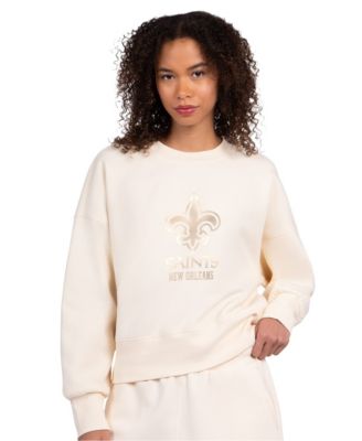 Women's Cream New Orleans Saints Travel Pastels Boxy Fleece Sweatshirt