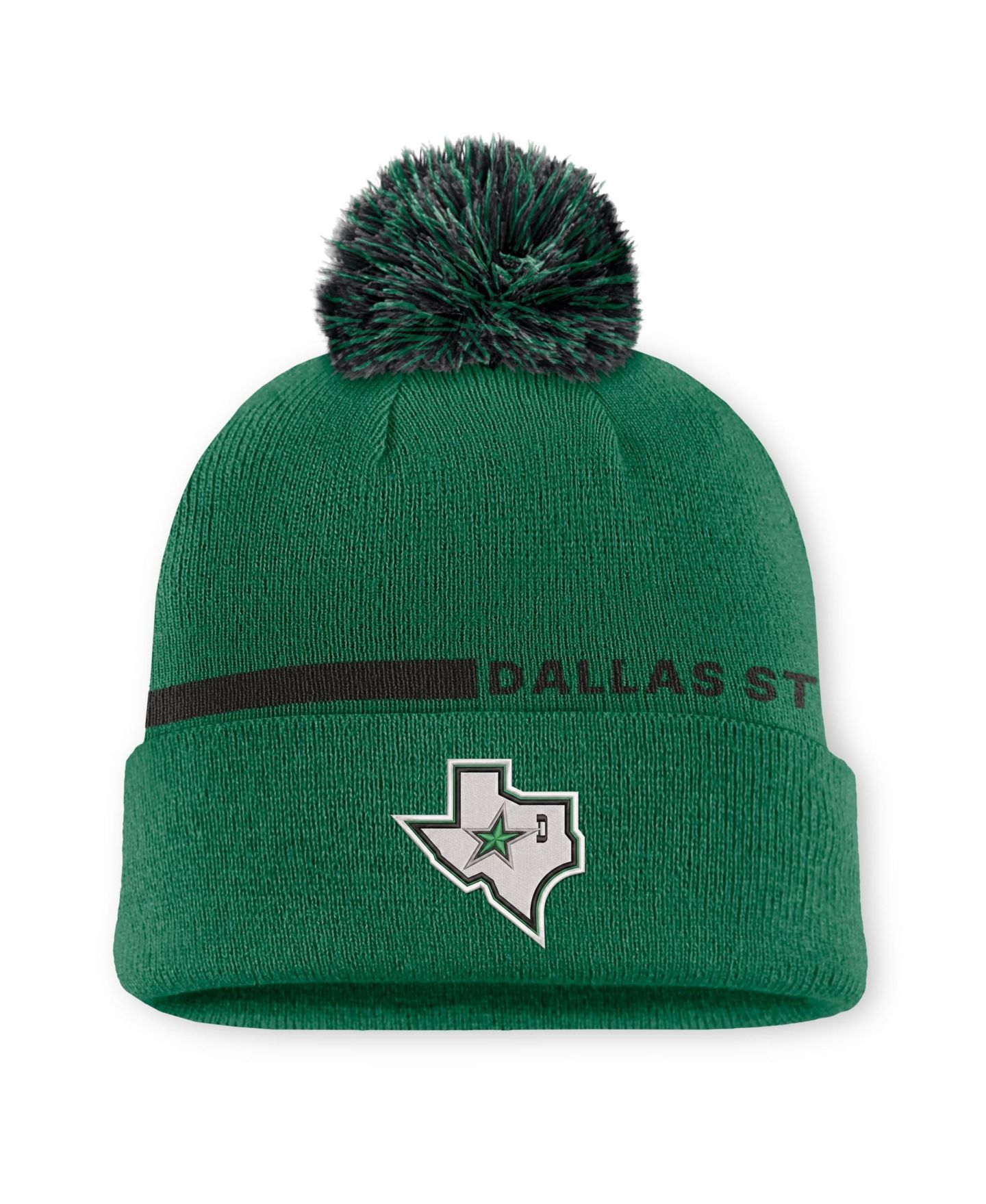 Мужской головной убор Fanatics Green Dallas Stars Authentic Pro Alternate Cuffed Knit with Pom Hat — фото 1