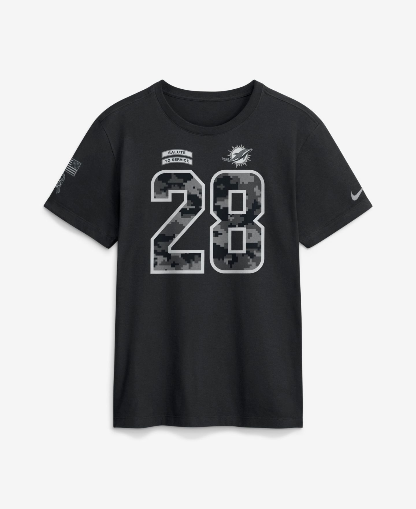Мужская футболка Nike De’Von Achane Black Miami Dolphins 2026 Salute to Service Name & Number — фото 2