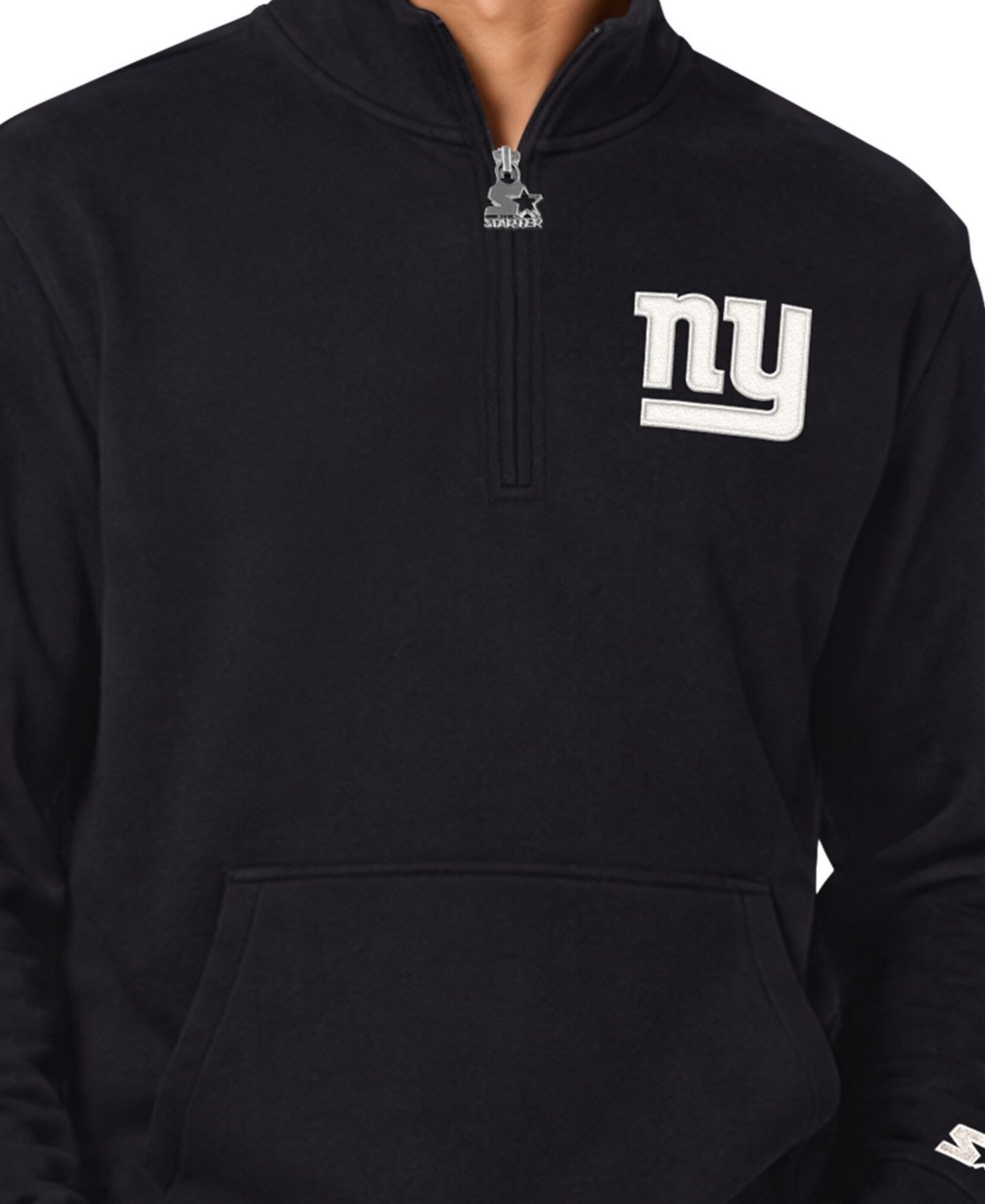 Мужская толстовка Starter Black New York Giants Thursday Night Gridiron Batwing Quarter-Zip — фото 3