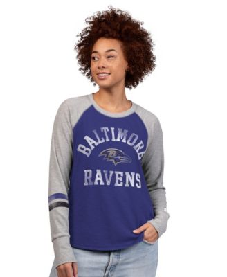 Women's Purple/Gray Baltimore Ravens Waffle-Knit Raglan Long Sleeve T-Shirt