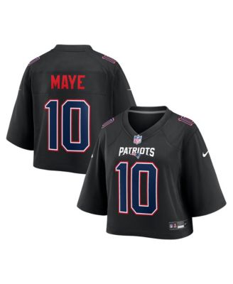 Women's Drake Maye Black New England Patriots Cropped Fashion Game Jersey