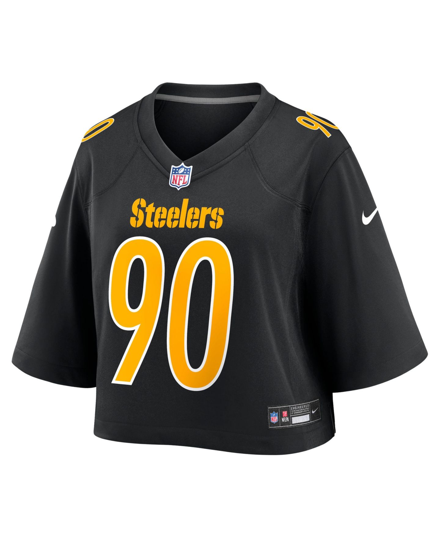 Женский топ Nike T.J. Watt Black Pittsburgh Steelers Cropped Fashion Game Jersey — фото 2