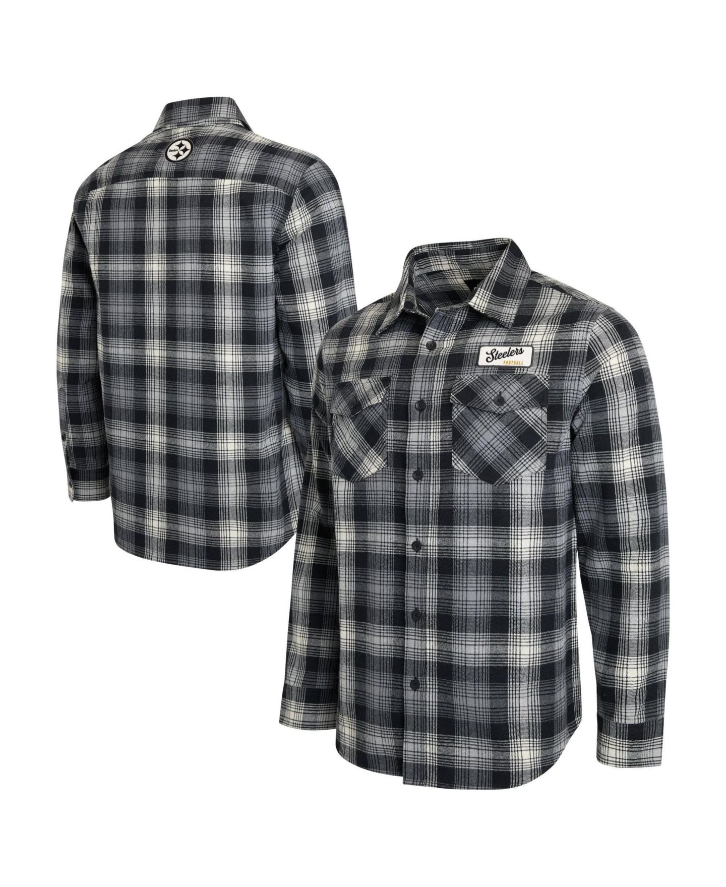 Мужская рубашка Darius Rucker Collection By Fanatics Black Pittsburgh Steelers Flannel Plaid Long Sleeve Button Up — фото 1