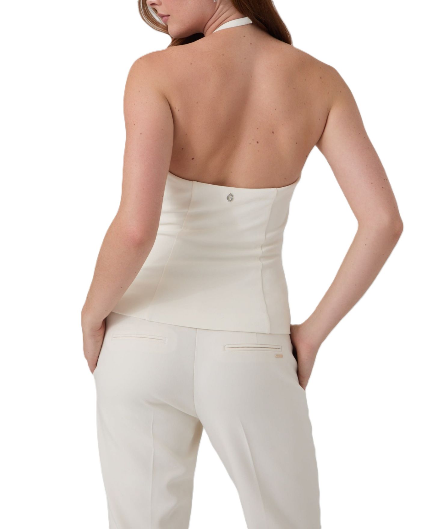 Женский топ GUESS Carine Sleeveless Halter Bow, цвет: Кремовый белый — фото 4