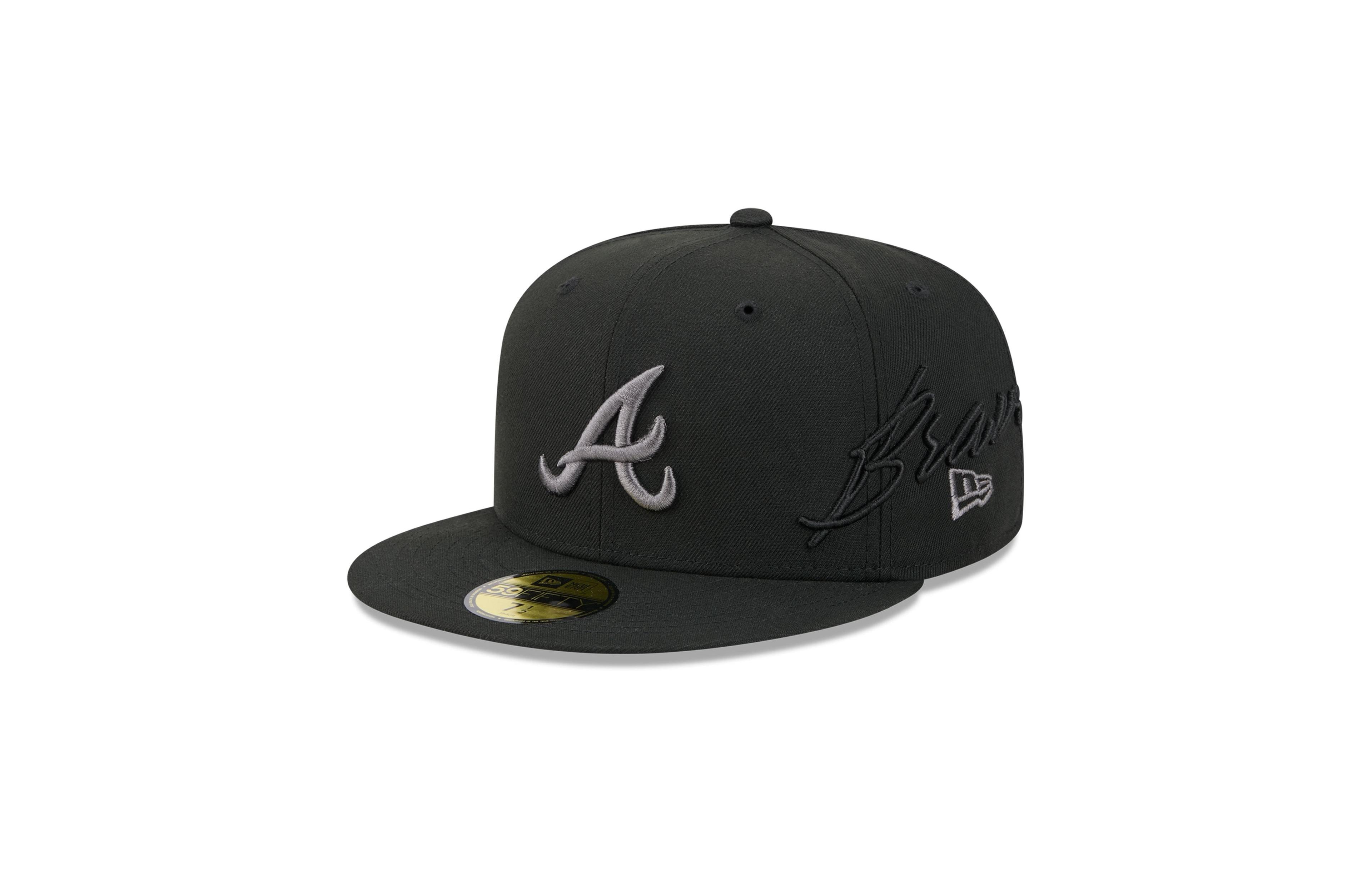 New Era Men's Black Atlanta Braves Side Script 59FIFTY Fitted Hat