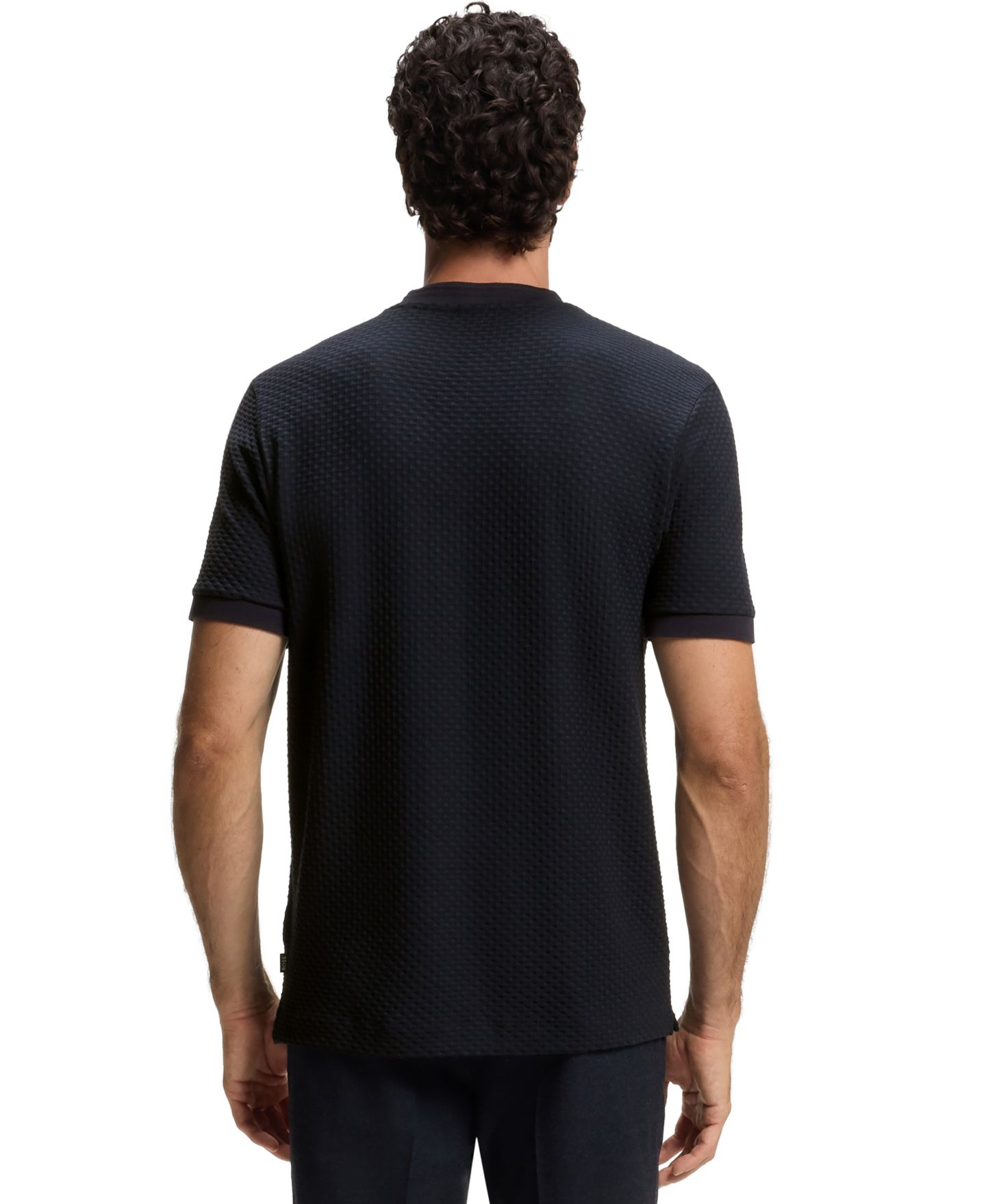 Мужская футболка Hugo Boss Cotton Geometric Structure, цвет: Тёмный синий — фото 6