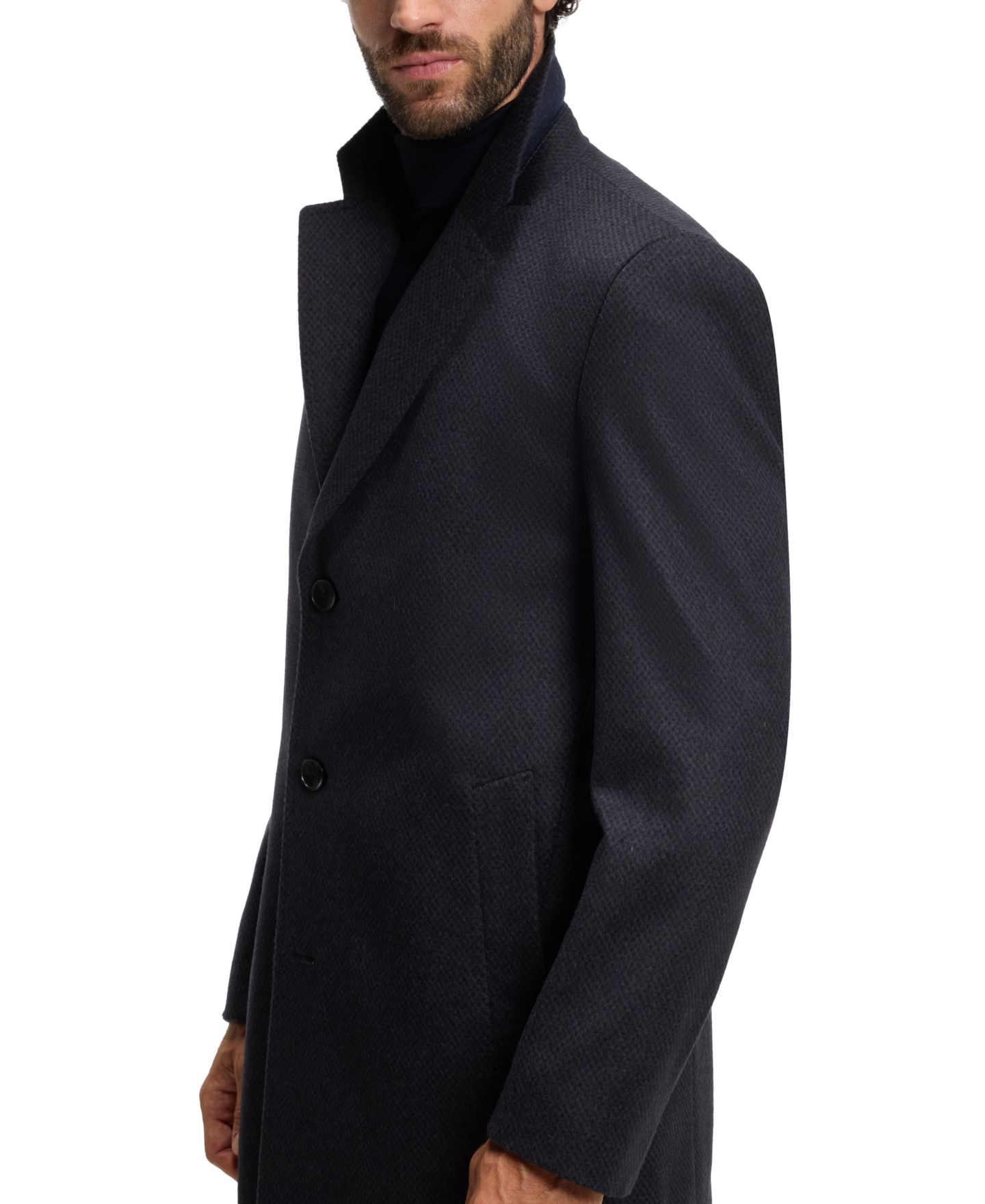 Мужское пальто Hugo Boss BOSS by Wool-Cashmere Slim-Fit, цвет: Тёмный синий — фото 6