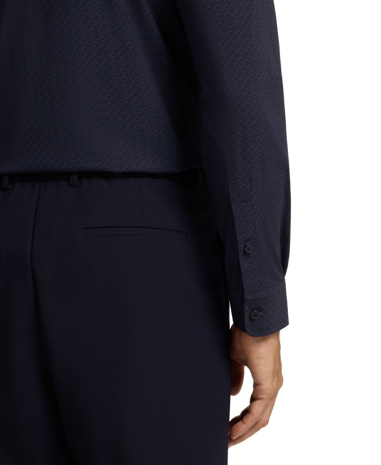 Мужская рубашка Hugo Boss Performance-Stretch Jersey Slim-Fit Dress Shirt, цвет: Тёмный синий — фото 7
