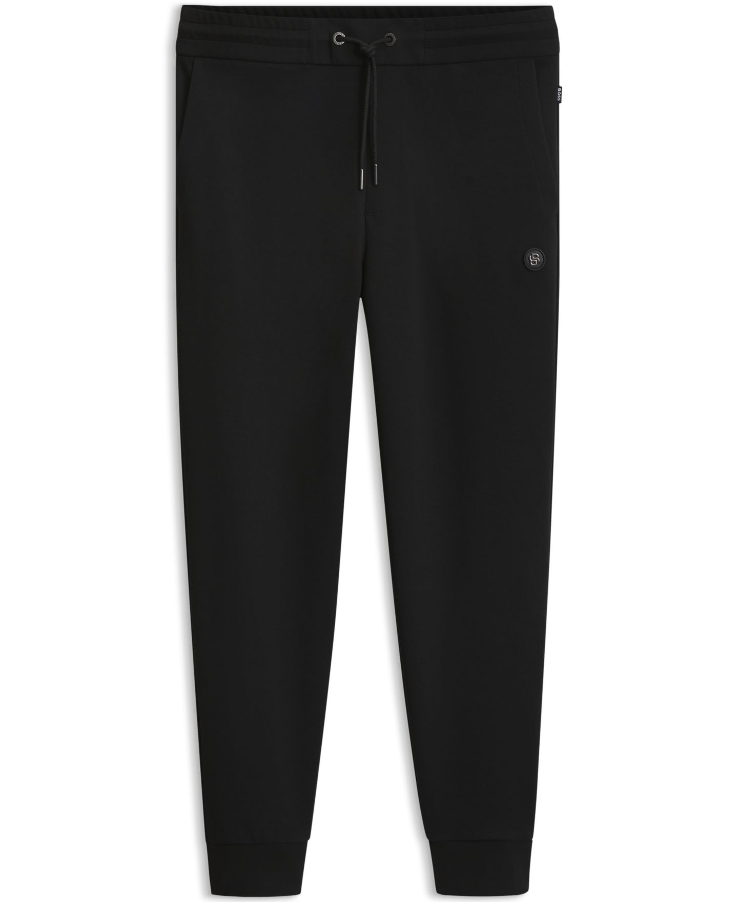 Мужские брюки Hugo Boss Cotton-Blend Monogram Badge Tracksuit Bottoms, цвет: Чёрный — фото 2