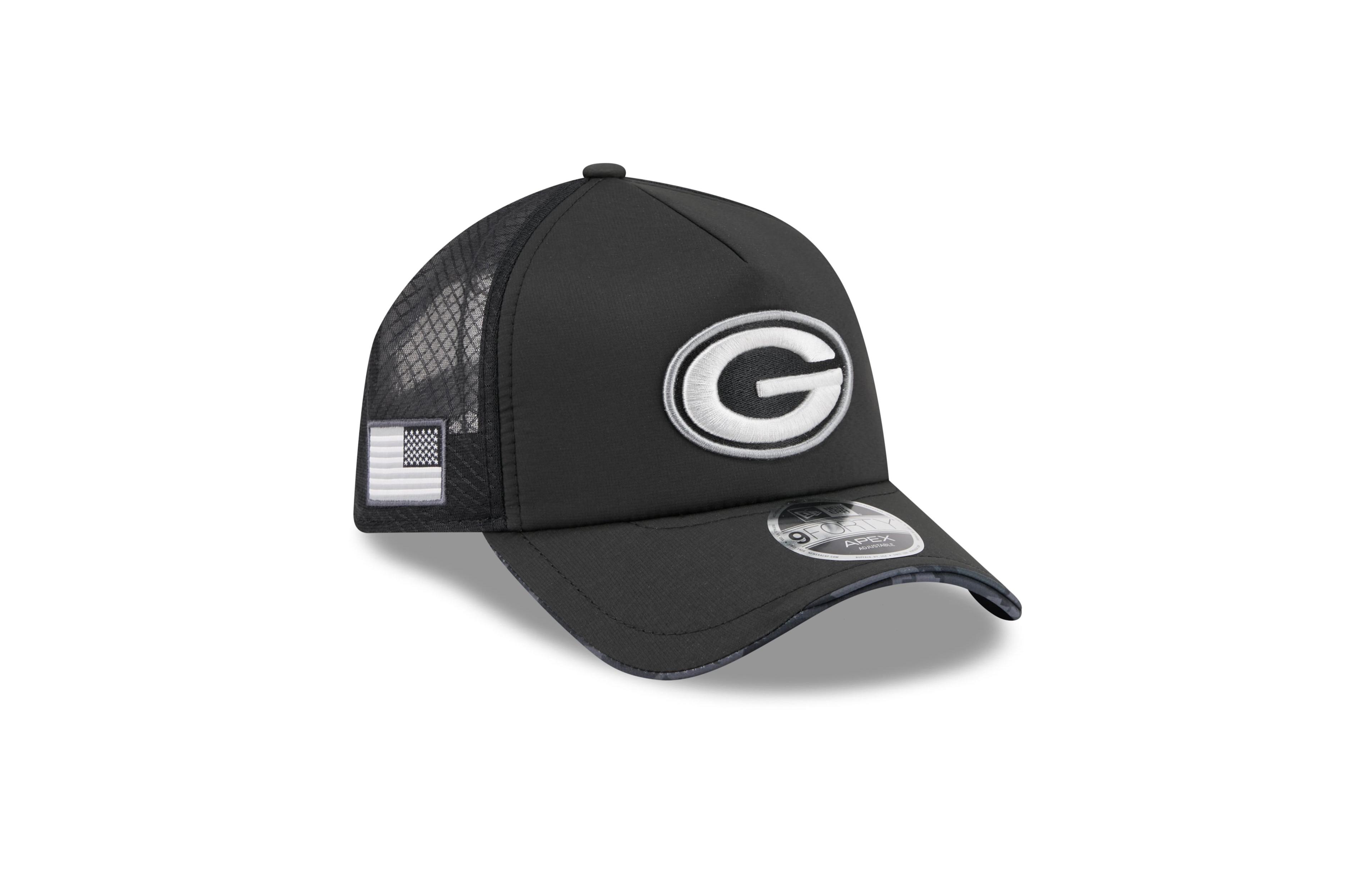New Era Men's Black Green Bay Packers 2026 Salute To Service Apex 9FORTY Adjustable Trucker Hat