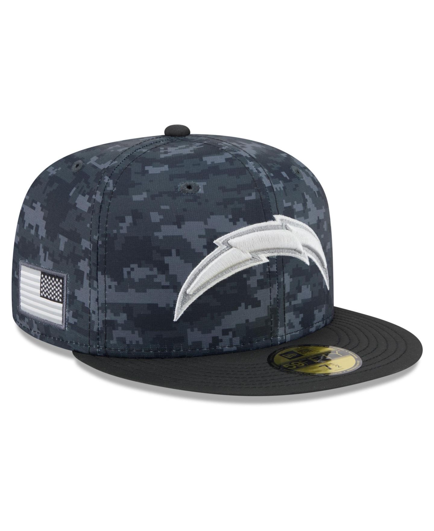 Мужская кепка New Era Black Los Angeles Chargers 2026 Salute To Service 59FIFTY Fitted Hat — фото 1