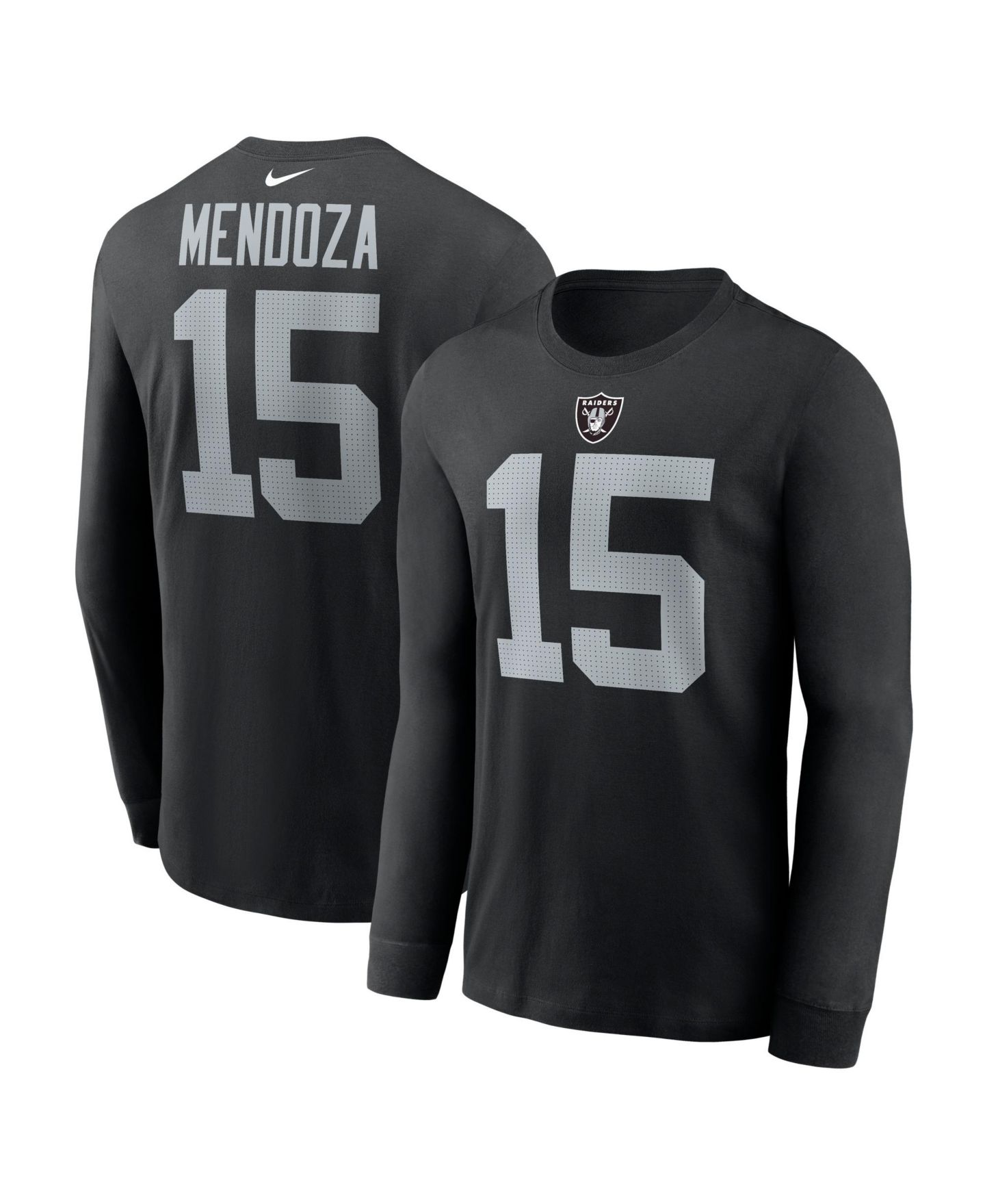 Мужская футболка Nike Fernando Mendoza Black Las Vegas Raiders Name & Number Long Sleeve — фото 1