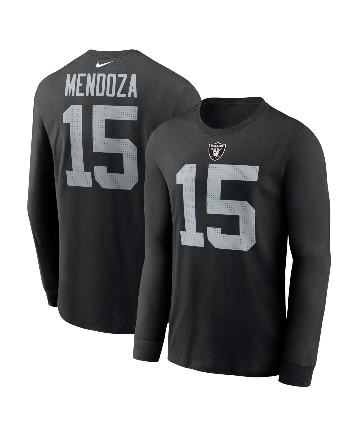 Nike Men's Fernando Mendoza Black Las Vegas Raiders Name & Number Long Sleeve T-Shirt