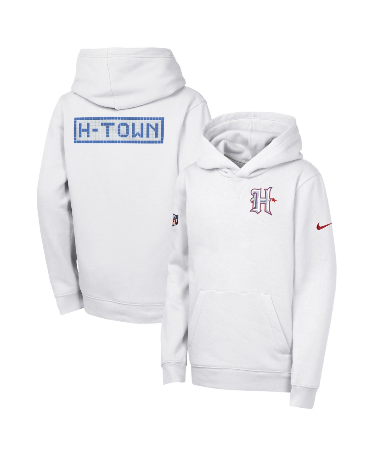 Nike Big Boys' and Girls' White Houston Texans 2026 Rivalries Collection Sideline Club Fleece Pullover Hoodie