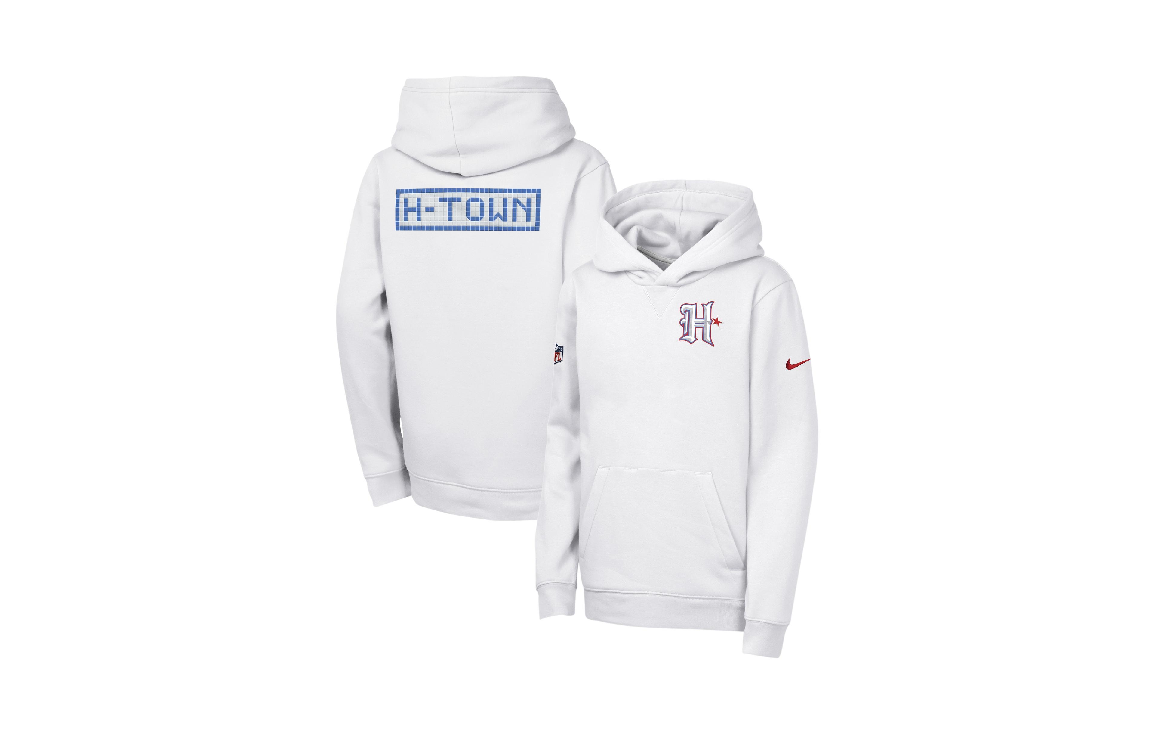 Nike Big Boys' and Girls' White Houston Texans 2026 Rivalries Collection Sideline Club Fleece Pullover Hoodie